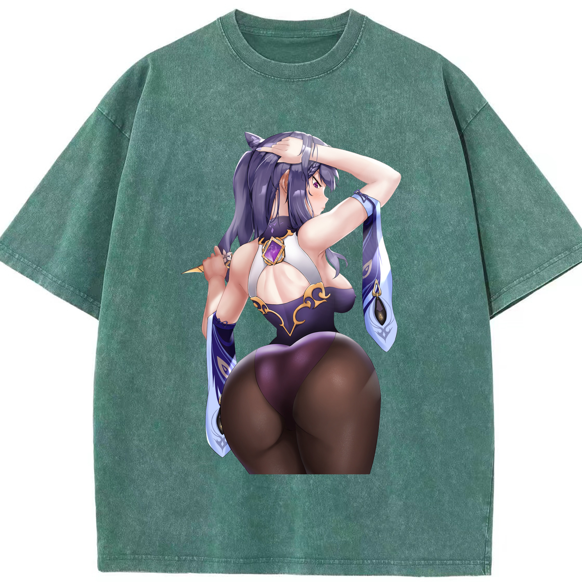 げんし神 刻晴 こくせい genshin Kokusei 綿100% ヴィンテージ風 半袖Tシャツ（フロントプリント）